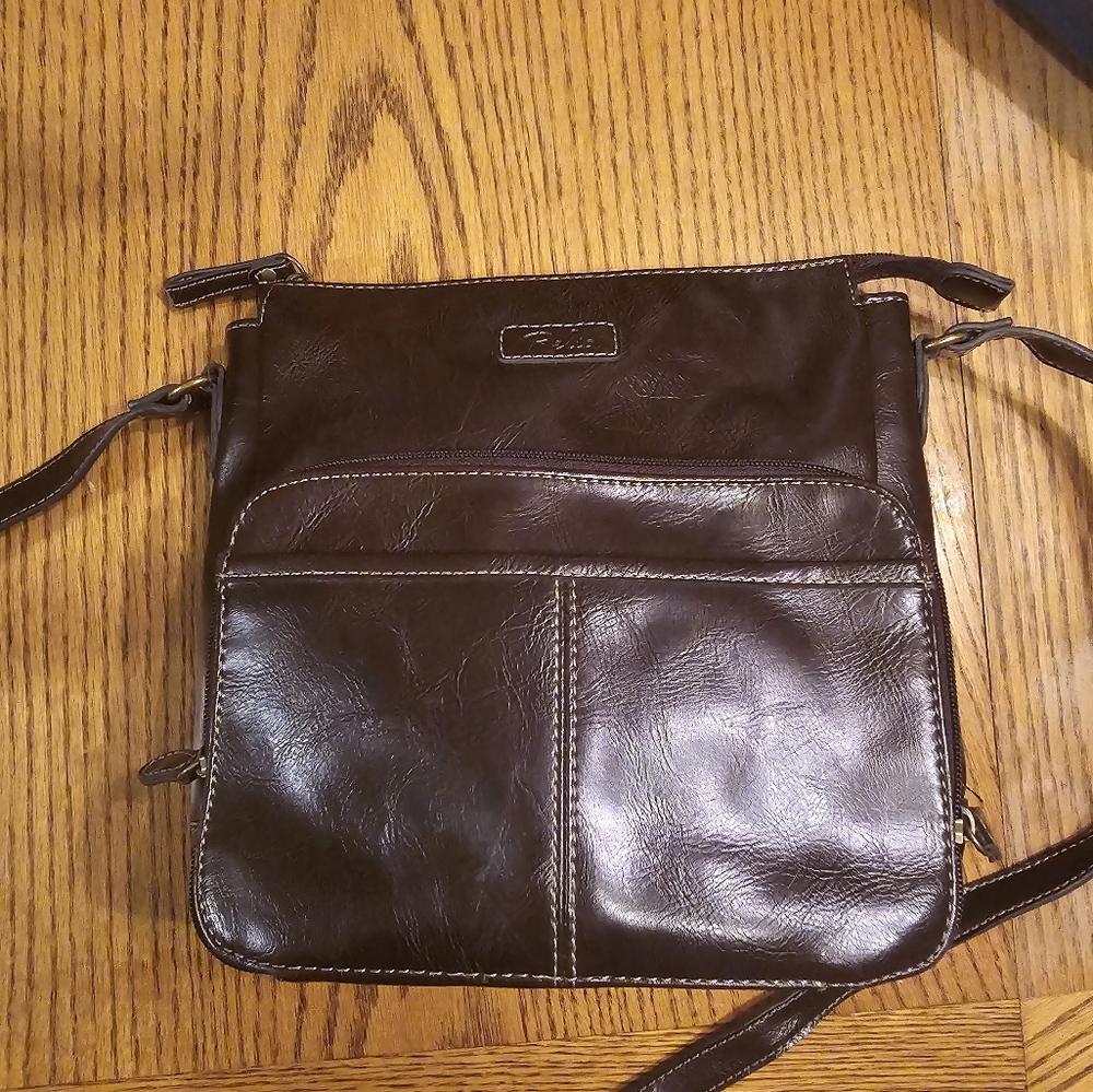 Relic brown leather crossbody bag